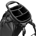 A close up top view of a matte black El Camino golf bag's 4 way divider