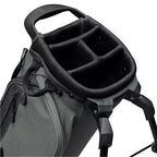 A close up top view of a midnight green El Camino golf bag's 4 way divider