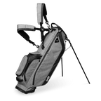 A full front shot of standing Ryder golf bag in heather gray with double strap