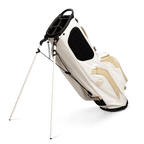 A full shot of standing Ryder golf bag in toasted almond facing backward