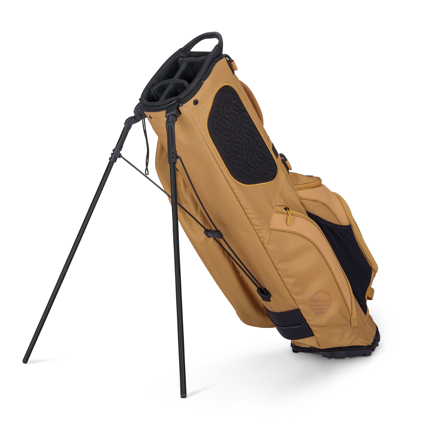 Clay golf bag with black accents on a white background