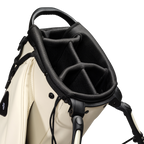 A close up top view of a cream vegan leather Ryder S-Class golf bag’s 5-way divider